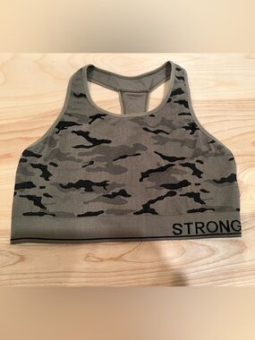 STRONG by Bella Active Olive Green Camo Sports Bra